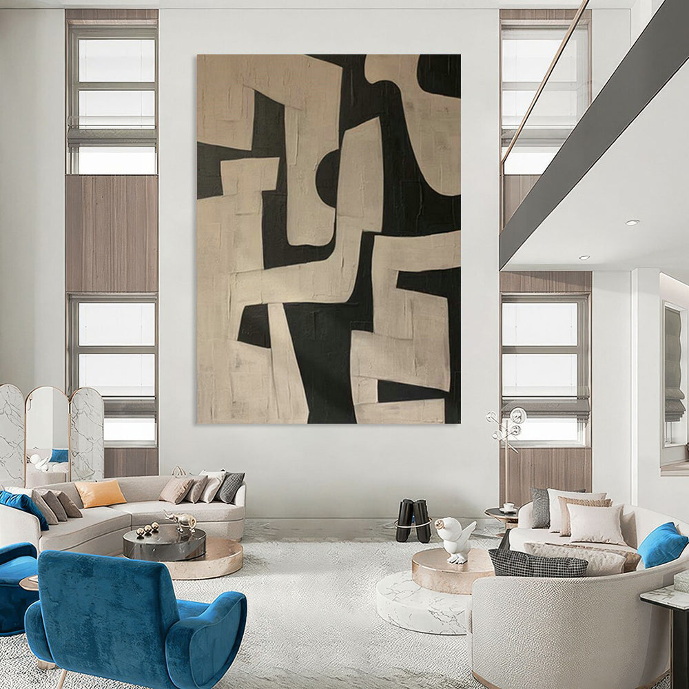 Black - White Geometric Art for Contemporary Home Stairwells DLZ0182