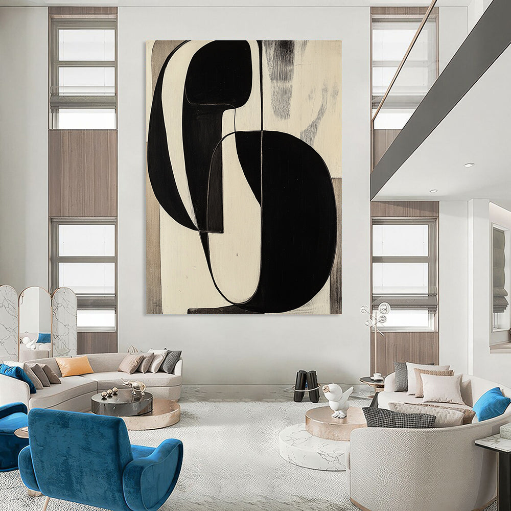 Black and White Geometric Abstract for Industrial - Chic Loft & Modern Art Studio STSC472