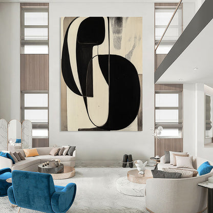 Black and White Geometric Abstract for Industrial - Chic Loft & Modern Art Studio STSC472