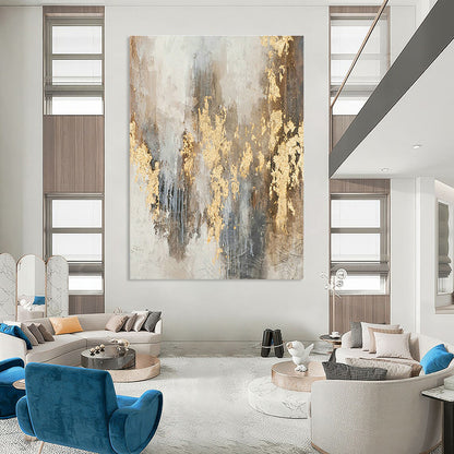 Gold - Gray Splatter Abstract for Luxury Hotel Lobby & Glamorous Dining Room DLZ0901