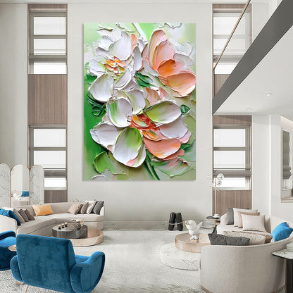 Textured Floral Blooms Art for Botanical Spa & Elegant Garden - Themed Living Room STSC1401