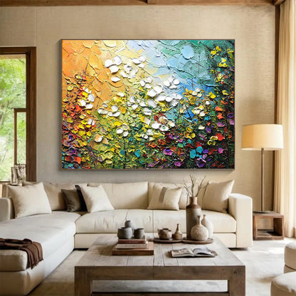 Textured Floral Oil Painting for Cheerful Sunroom DLZ2827