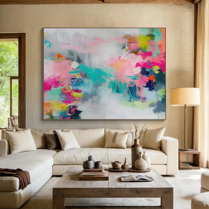 Pink - Blue Abstract Color Art for Chic Boutique Café DLZ2859