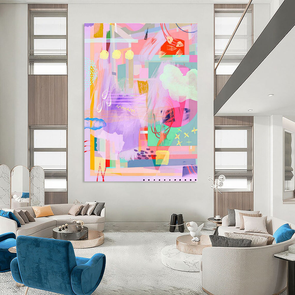 Pink - Purple Abstract Art for Luxe Beauty Salon Waiting Areas DLZ0168