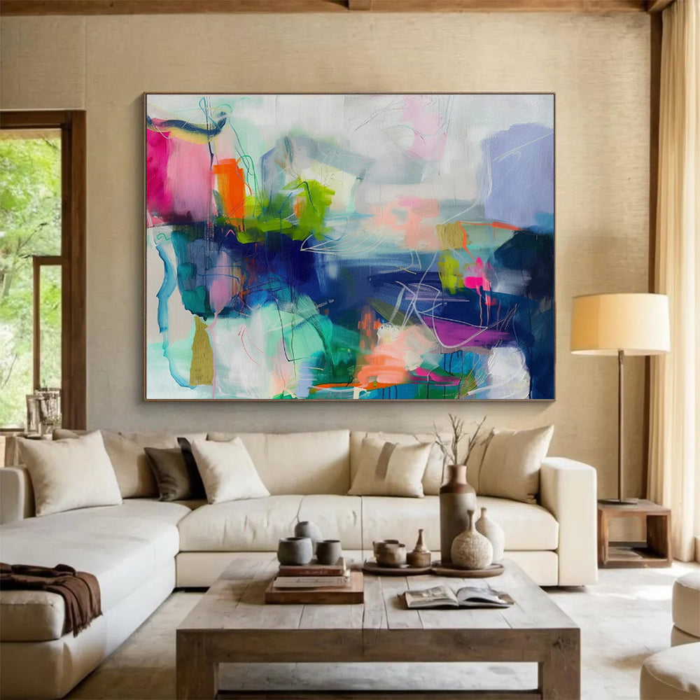 Vibrant Abstract Composition Art for Modern Office Breakroom DLZ2858