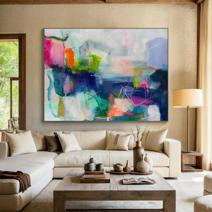 Vibrant Abstract Composition Art for Modern Office Breakroom DLZ2858