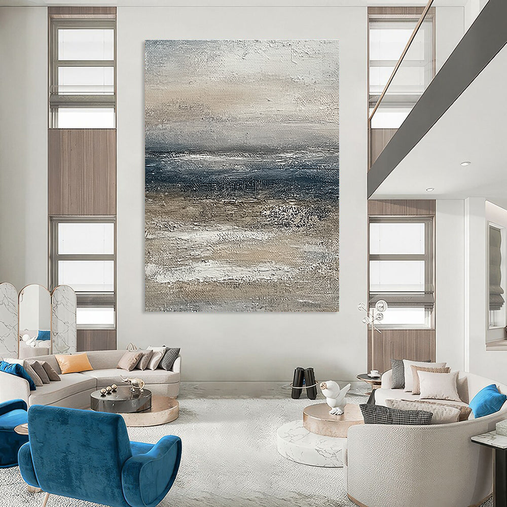 Monochrome Sea Abstract for Minimalist Beach House & Art Gallery Corridor STSC833
