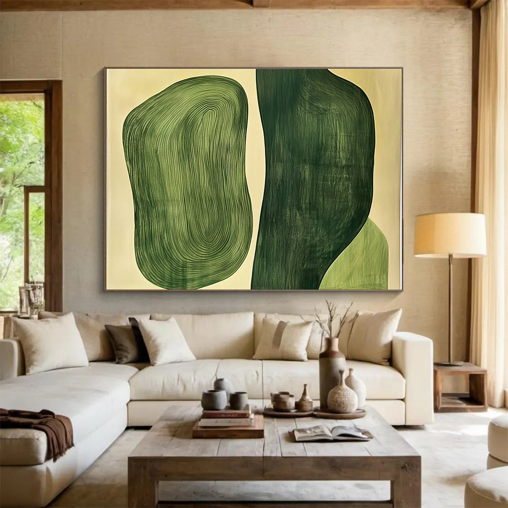 Green Organic Shapes Art for Eco - Friendly Café & Nature - Themed Bedroom SC204