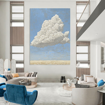 Textured Cloud in Blue Sky Art for Coastal Home Living Room & Aviation - Themed Lounge STSC1035
