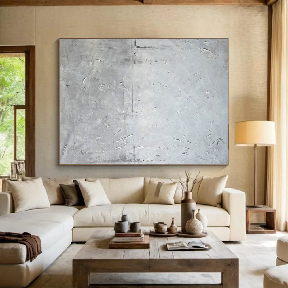 Gray - White Textured Art for Minimalist Home Library Backdrop Walls DLZ3232