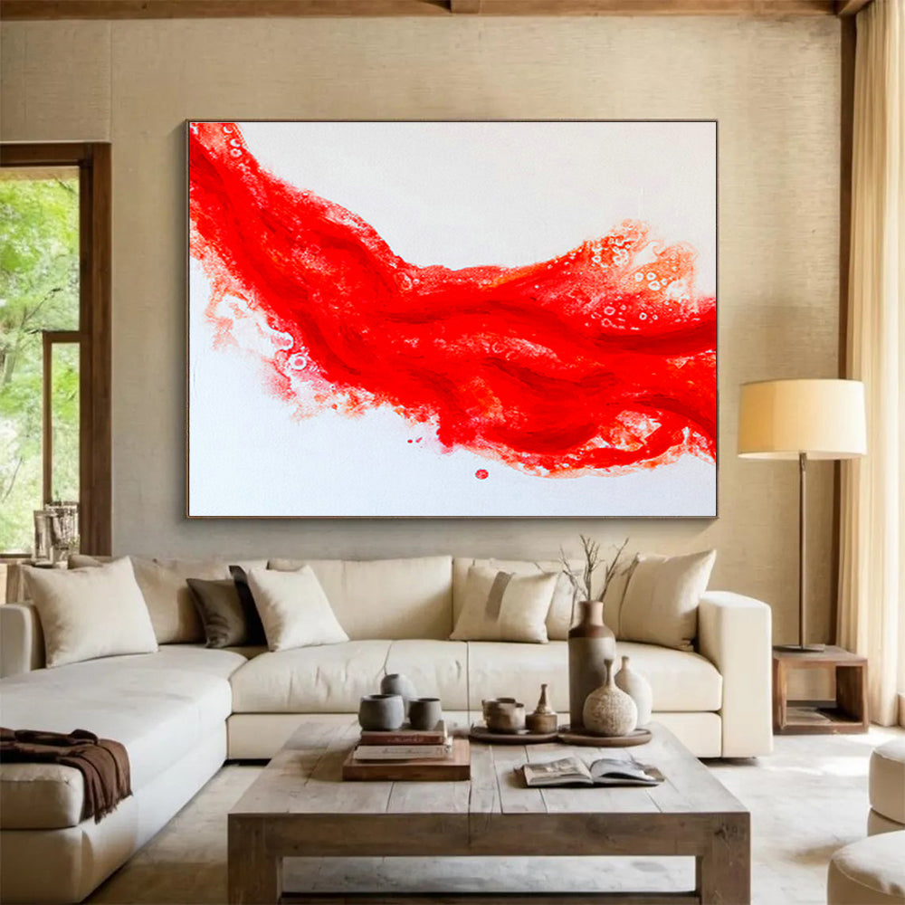 Red Flowing Abstract for Bold Restaurant Entrance DLZ2952