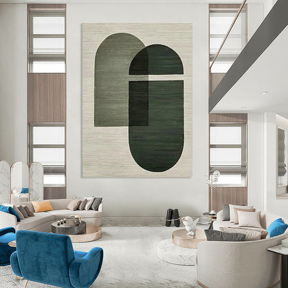 Green - Gray Geometric Abstract Art for Mid - Century Home & Modern Café DLZ1138