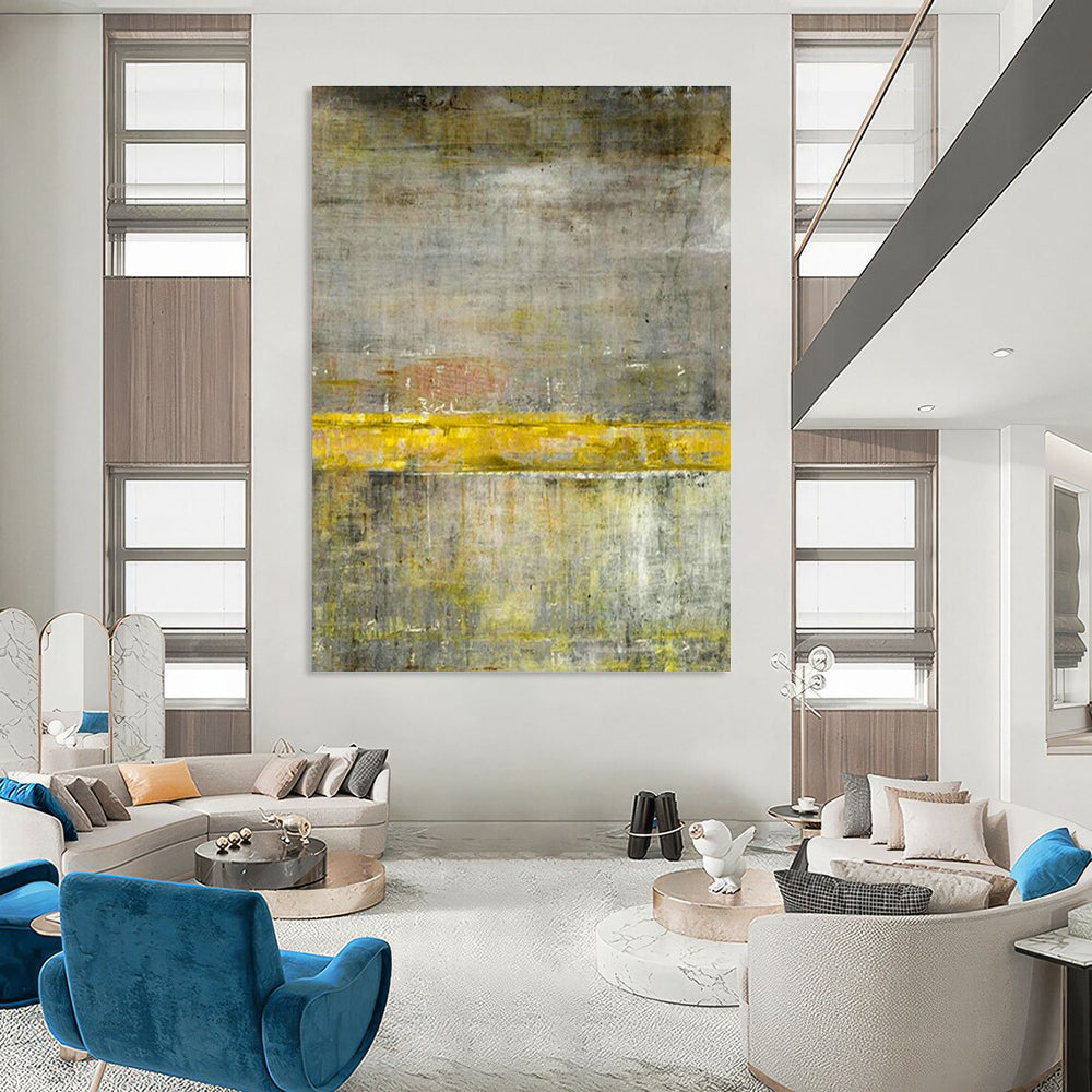 Yellow - Gray Abstract Art for Living Room & Office DLZ0310