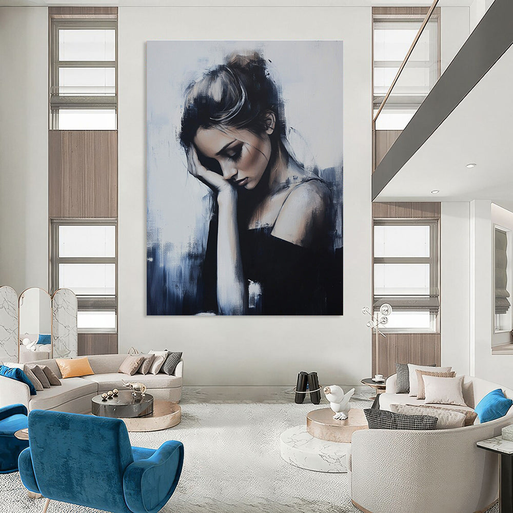 Contemplative Woman Portrait for Modern Living Room & Art Gallery STSC1266