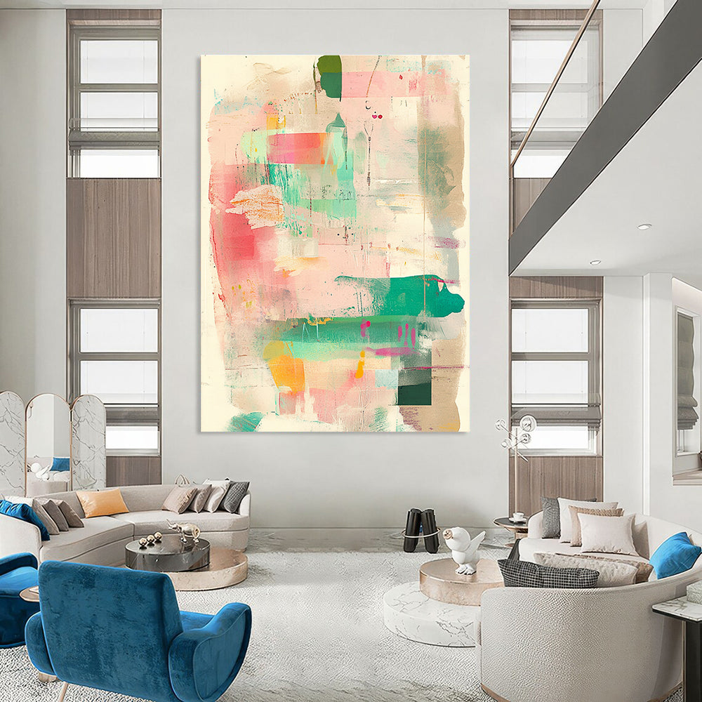 Colorful Abstract Collage Art for Bohemian - Style Living Room & Creative Studio STSC1360