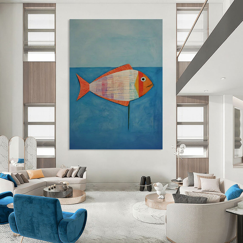 Collage Fish Art for Seaside Cottage & Children’s Playroom DLZ1763