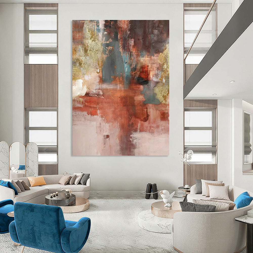 Warm Brown Abstract Art for Industrial - Chic Loft Living Room & Art Gallery Lounge DLZ0915