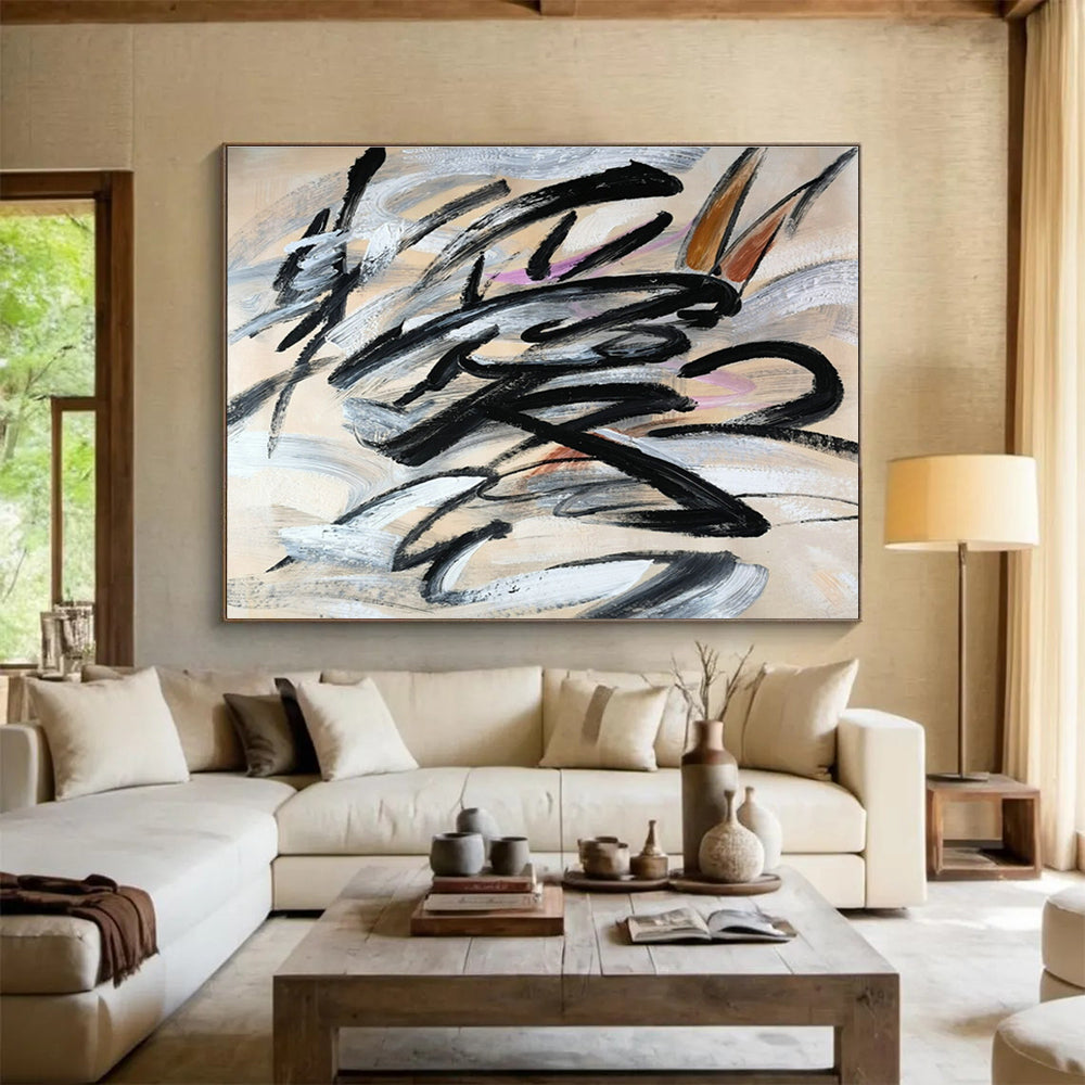 Ink - Stroke Abstract Art for Asian - Inspired Restaurant Decor DLZ2673