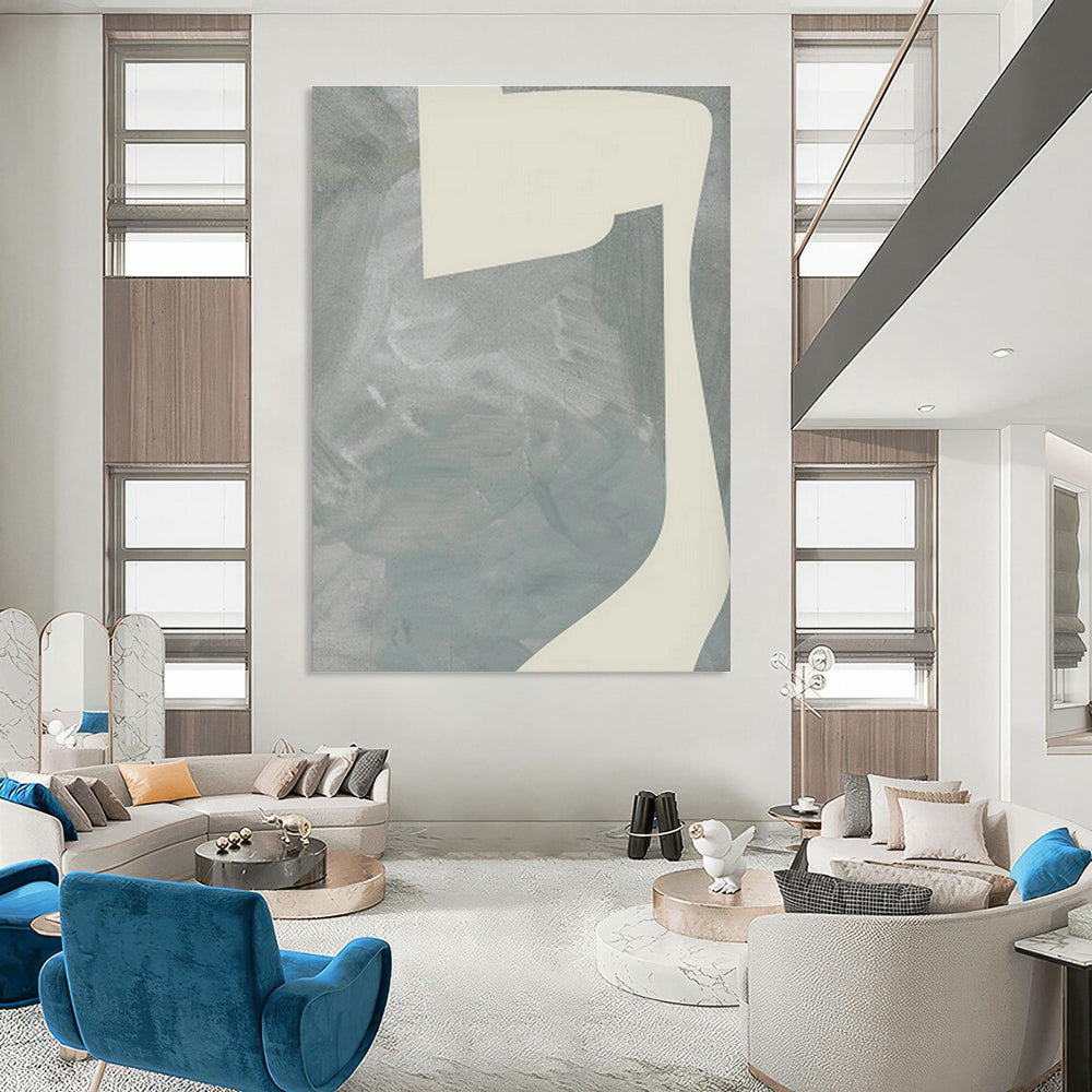 Light Gray Geometric Abstract Art for Contemporary Hotel Lobby & Zen - Inspired Bedroom DLZ0711
