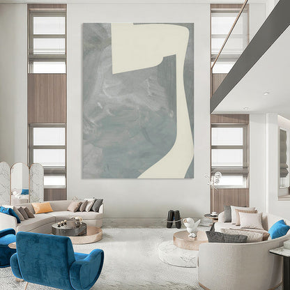 Light Gray Geometric Abstract Art for Contemporary Hotel Lobby & Zen - Inspired Bedroom DLZ0711