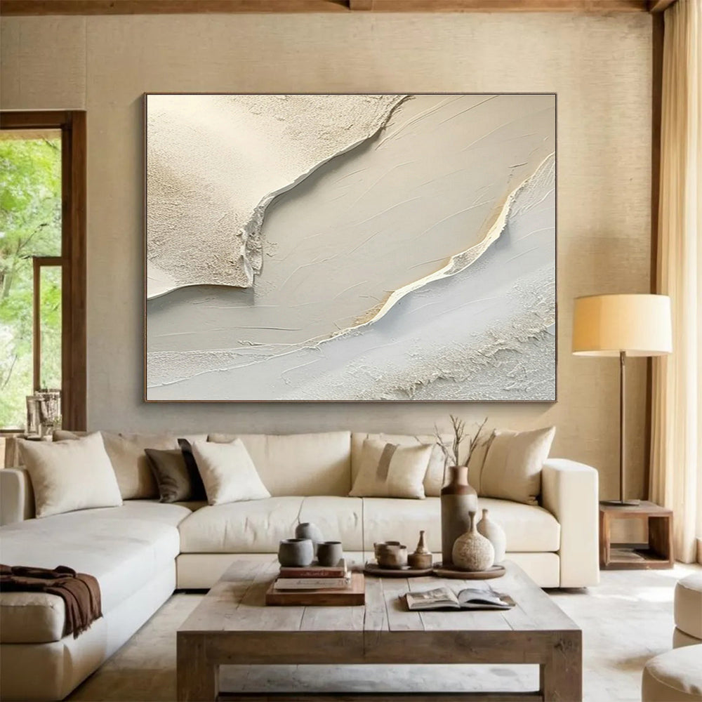 Beige Textured Abstract Art for Minimalist Bedrooms DLZ2424