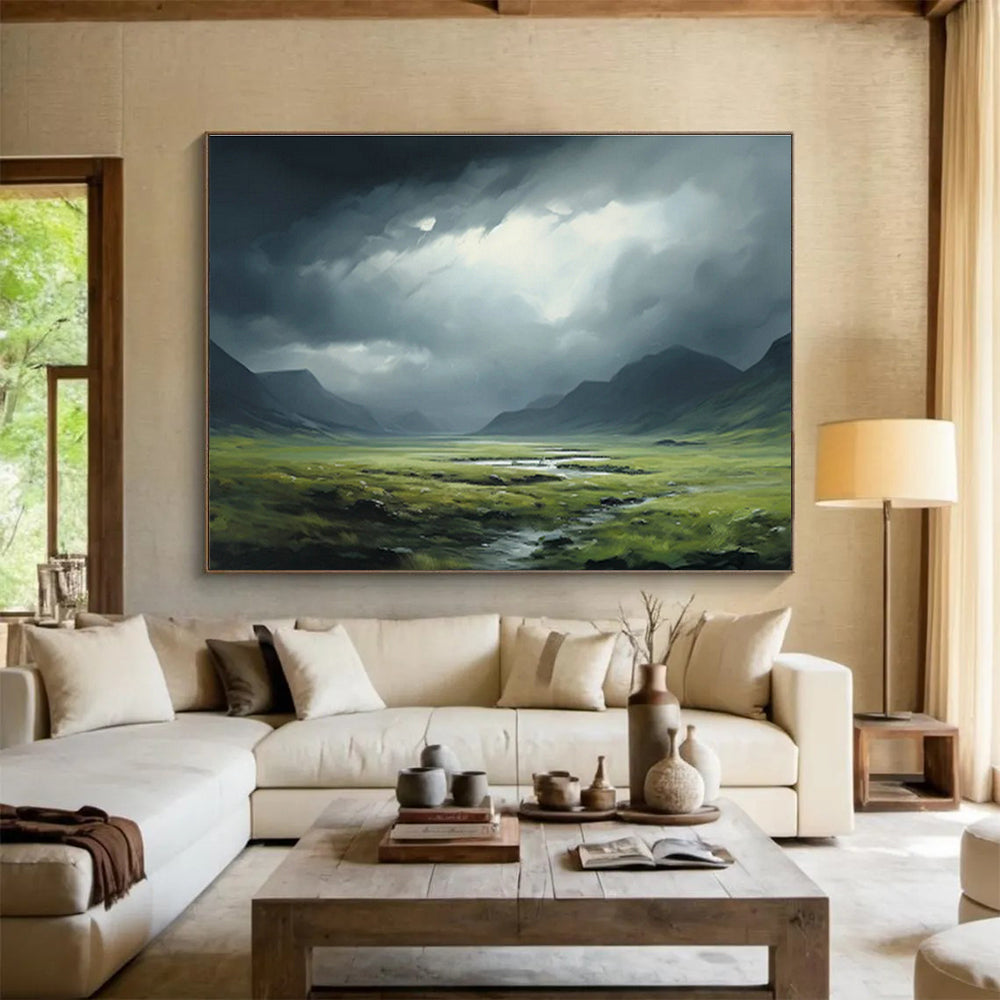 Mountain Landscape Oil Painting for Rustic Cabin Bedrooms DLZ2554