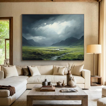Mountain Landscape Oil Painting for Rustic Cabin Bedrooms DLZ2554