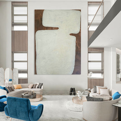 White Geometric Abstract Art for Art Gallery Exhibition & Home Guest Room DLZ1089