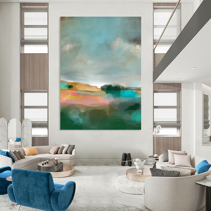 Misty Landscape Abstract Art for Lakeside Villa & Art - Themed Café DLZ0640