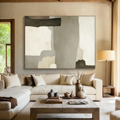 Gray - Brown Geometric Abstract for Minimalist Living Room DLZ2991