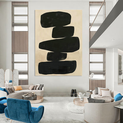 Black Abstract Stone - like Art for Living Room & Office DLZ0429