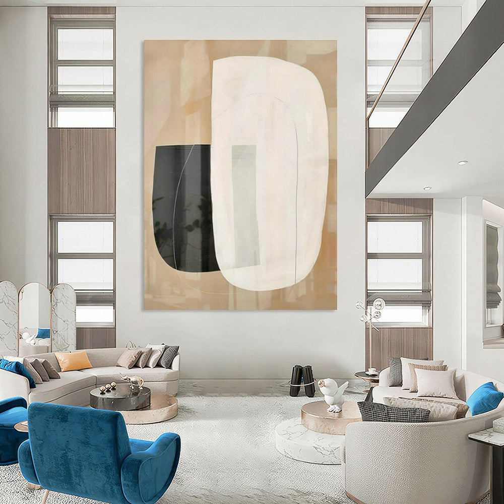 Black - White Geometric Abstract Art for Minimalist Office & Modern Art Gallery DLZ1950