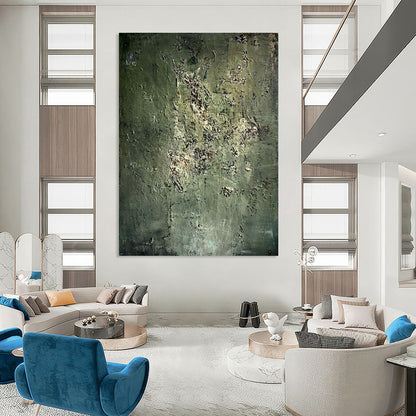 Deep Green Textured Abstract Art for Home Office & Art Gallery DLZ1202