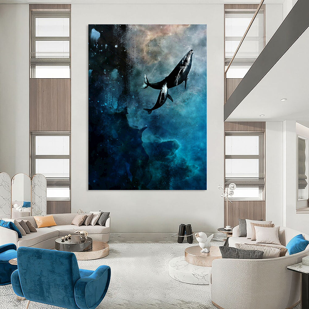 Whales in Deep Sea Dreamscape Art for Nautical - Themed Bedroom & Ocean - Loving Lounge DLZ0940