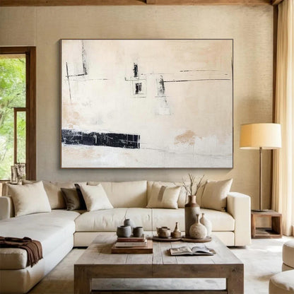 Minimalist Black - White Abstract Art for Scandinavian - Style Studies DLZ2480