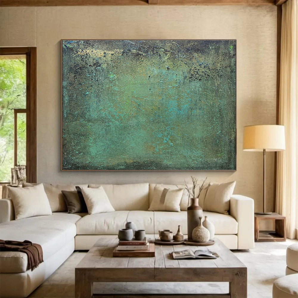 Teal - Brown Textured Abstract for Rustic Art Gallery DLZ2984