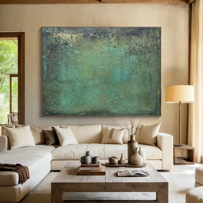Teal - Brown Textured Abstract for Rustic Art Gallery DLZ2984