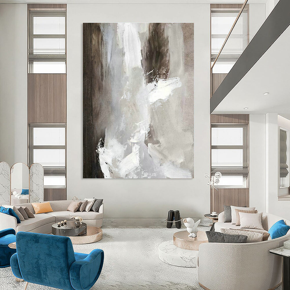 Gray - White Abstract Art for Minimalist Living Room & Spa Relaxation Area DLZ2022