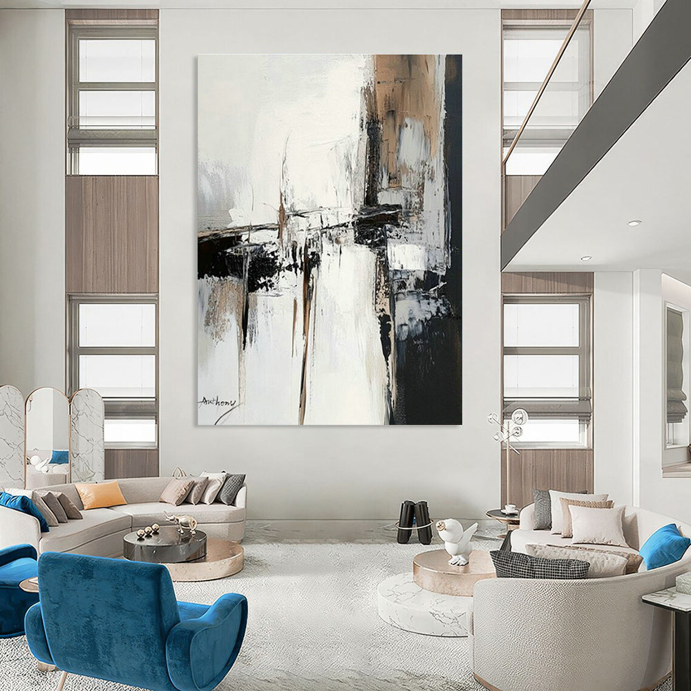 Gray - White - Black Abstract Art for Minimalist Living Room & Spa Waiting Area DLZ1666