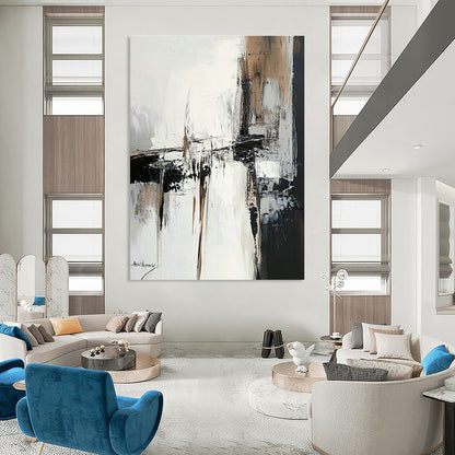 Gray - White - Black Abstract Art for Minimalist Living Room & Spa Waiting Area DLZ1666