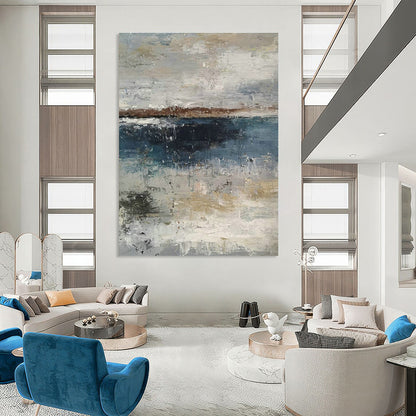 Gray - Blue Seaside Abstract Art for Nautical - Themed Home & Coastal Restaurant DLZ0768