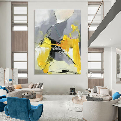 Yellow - Gray Geometric Abstract Art for Contemporary Kids’ Room & Design Studio Meeting Area DLZ1459