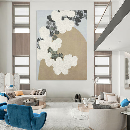 Oriental - Style White Chrysanthemum Art for Japanese Tea House & Minimalist Home Corridor DLZ1630