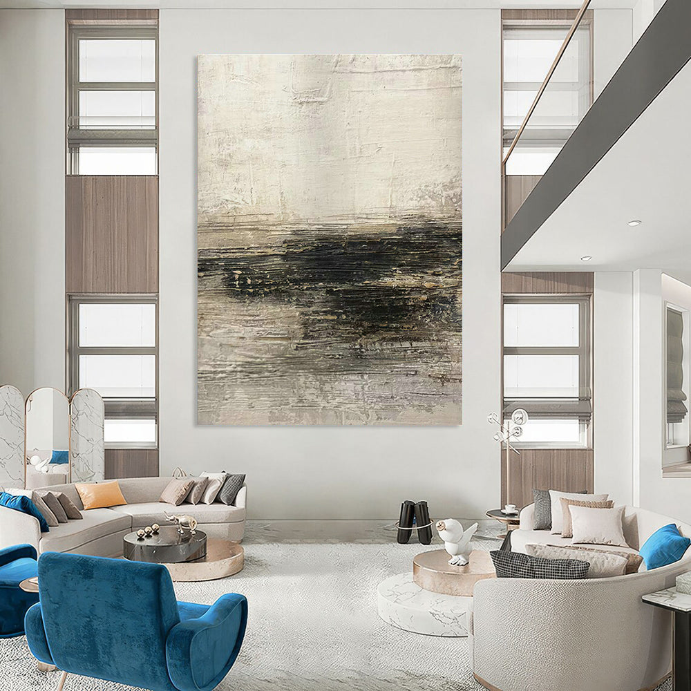 Gray - White Textured Abstract Art for Rustic Art Studio & Industrial - Chic Café DLZ1883