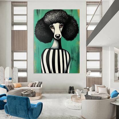 Afro - Poodle in Striped Top for Quirky Pet - Lovers’ Boutique & Eclectic Living Room STSC912
