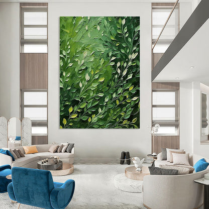 Lush Green Leaf Oil Art for Botanical - Themed Home Entryways & Sunlit Breakfast Nooks DLZ0291