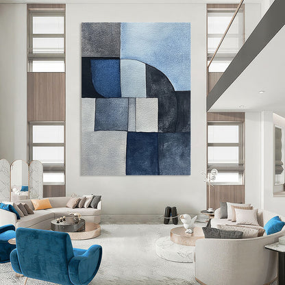 Blue - Toned Geometric Abstract for Modern Office & Art - Centric Home STSC240