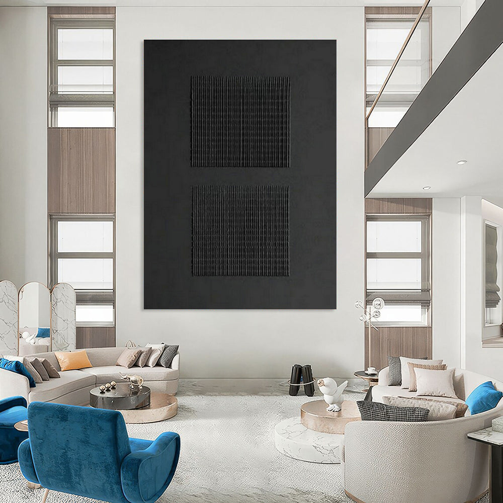 Black Grid Abstract Art for Industrial - Style Cafés DLZ0246