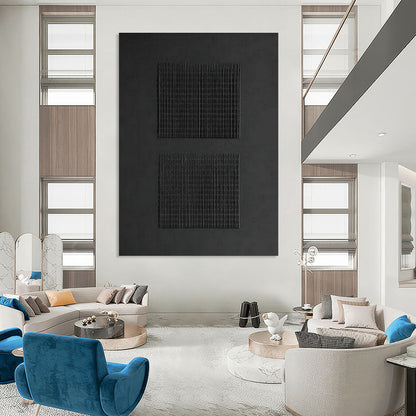 Black Grid Abstract Art for Industrial - Style Cafés DLZ0246