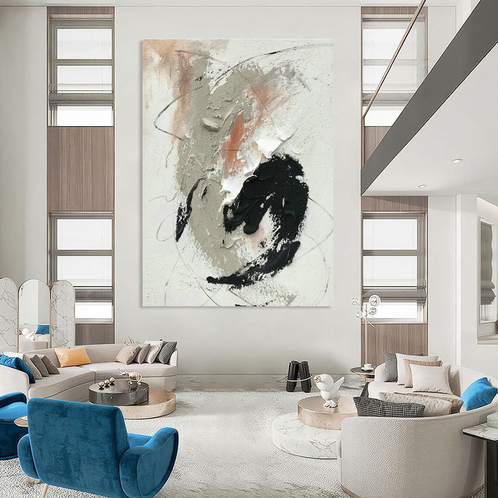 Gray - Pink - Black Abstract Art for Bohemian Café & Feminine Home Office DLZ1691